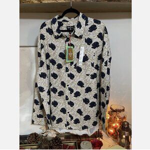 Houston White Size XL Button Down Paisley White Blue Gold Target Collab